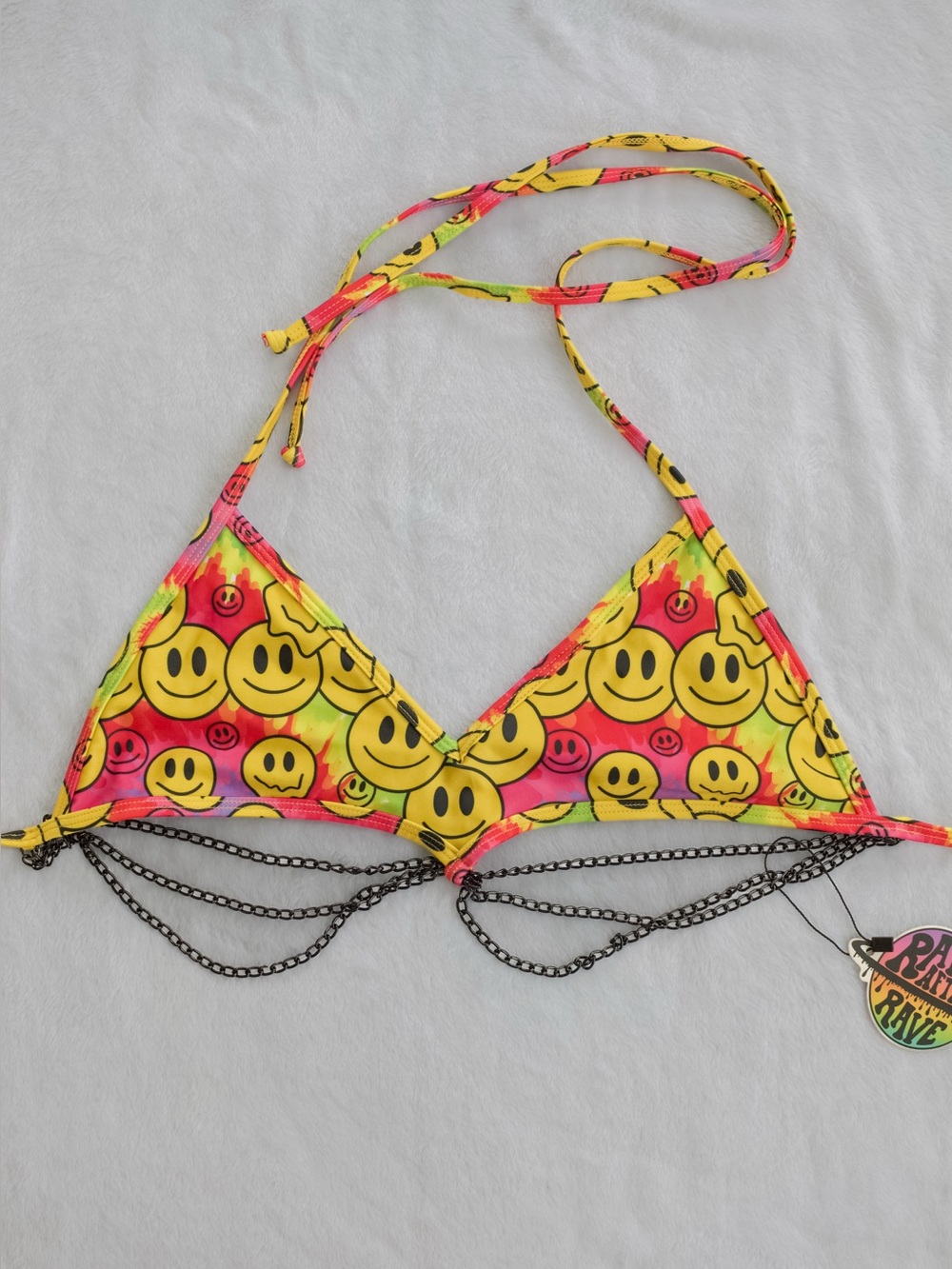 Festival Rave After Rave Day Drippin’ After Party Top Medium Smiley Face Chain